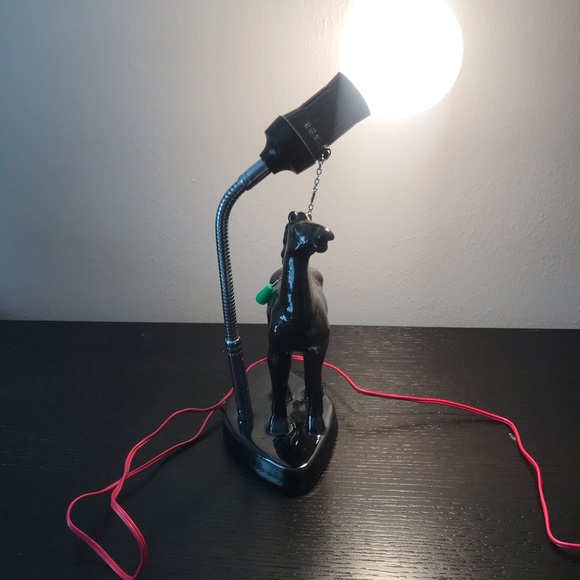 VTG Ceramic Horse Lamp in Glossy Dark Green Glaze - Picture 4 of 8